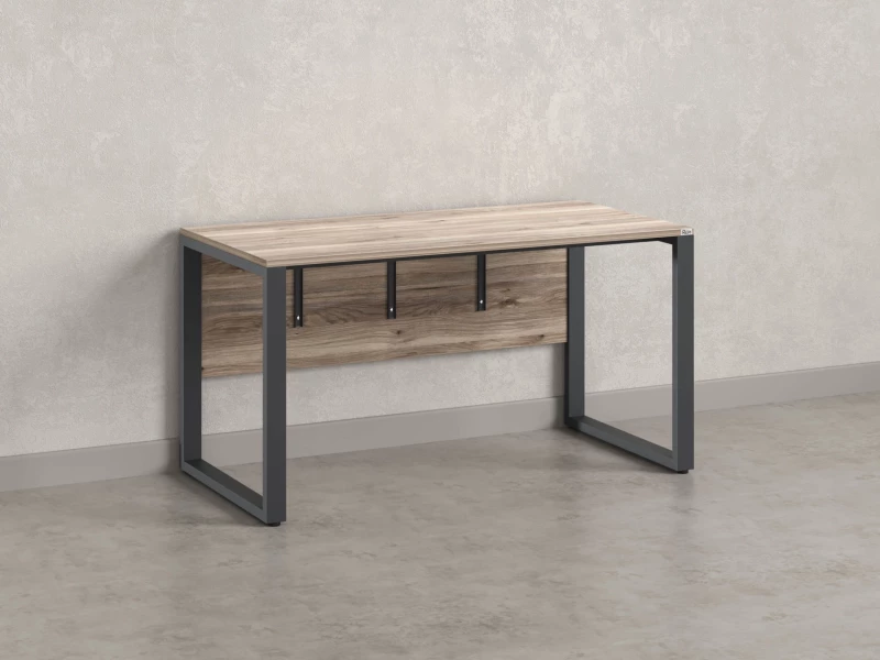 Стол прямой на О-образных опорах, экран ЛДСП 1400x800x750 RM006-14x8 Дуб Маувелла/Серый