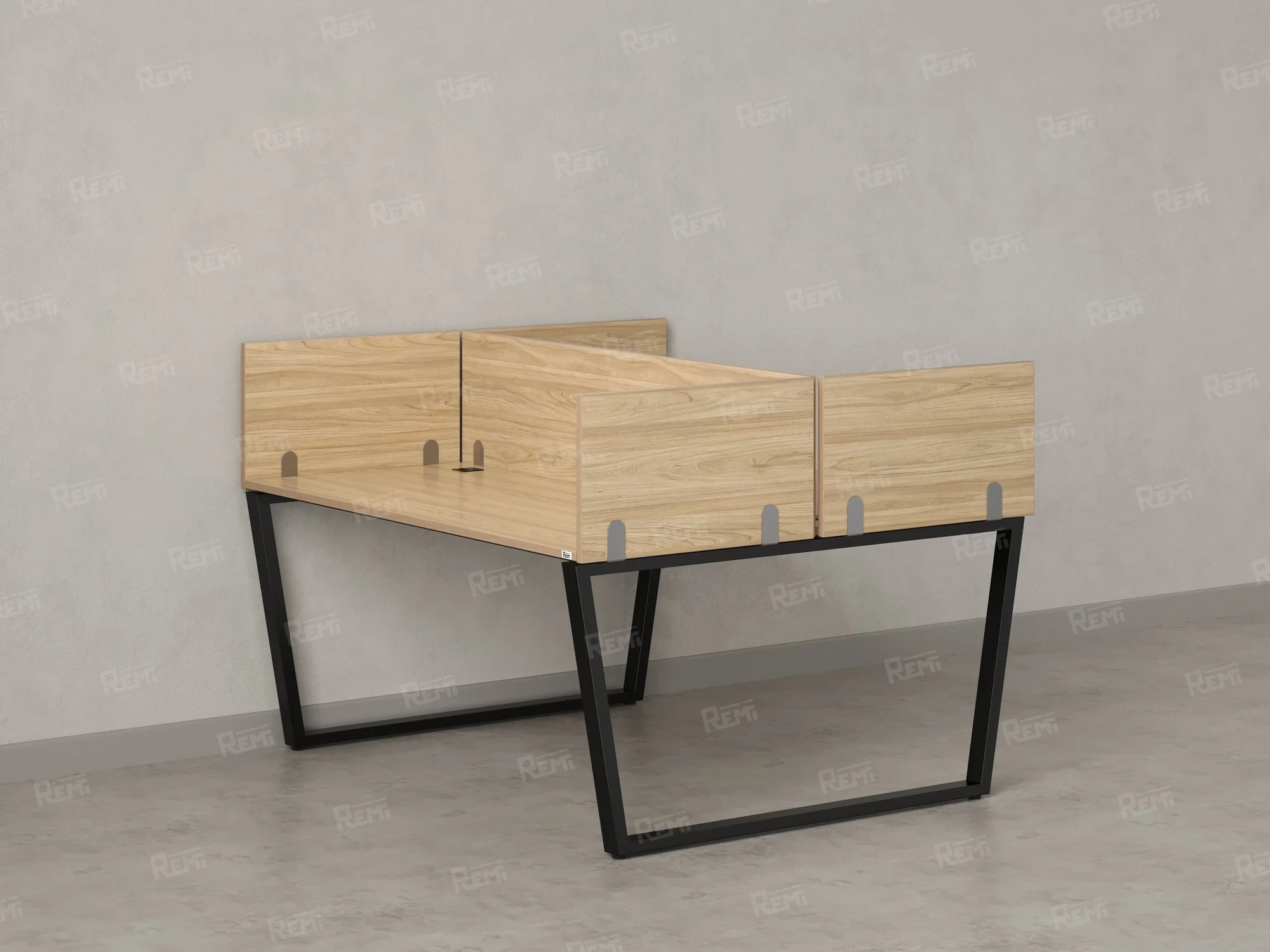 Бенч-система, 2 рабочих места, 5 ЛДСП экранов 1200x1400x750 RM172-4-12x14 Вяз Швейцарский светлый/Черный