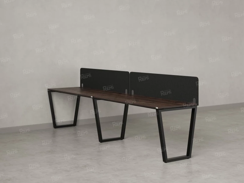 Бенч-система в 1 ряд, 2 рабочих места 2 тканевых экранов 2700x600x750 RM174-3-27x6 Дуб Апрельский шоколад/Черный