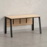 Стол прямой, Л-опора, экран ЛДСП,парящая стол-ца 1800x600x750 RM009-18x6 Вяз Швейцарский светлый/Черный