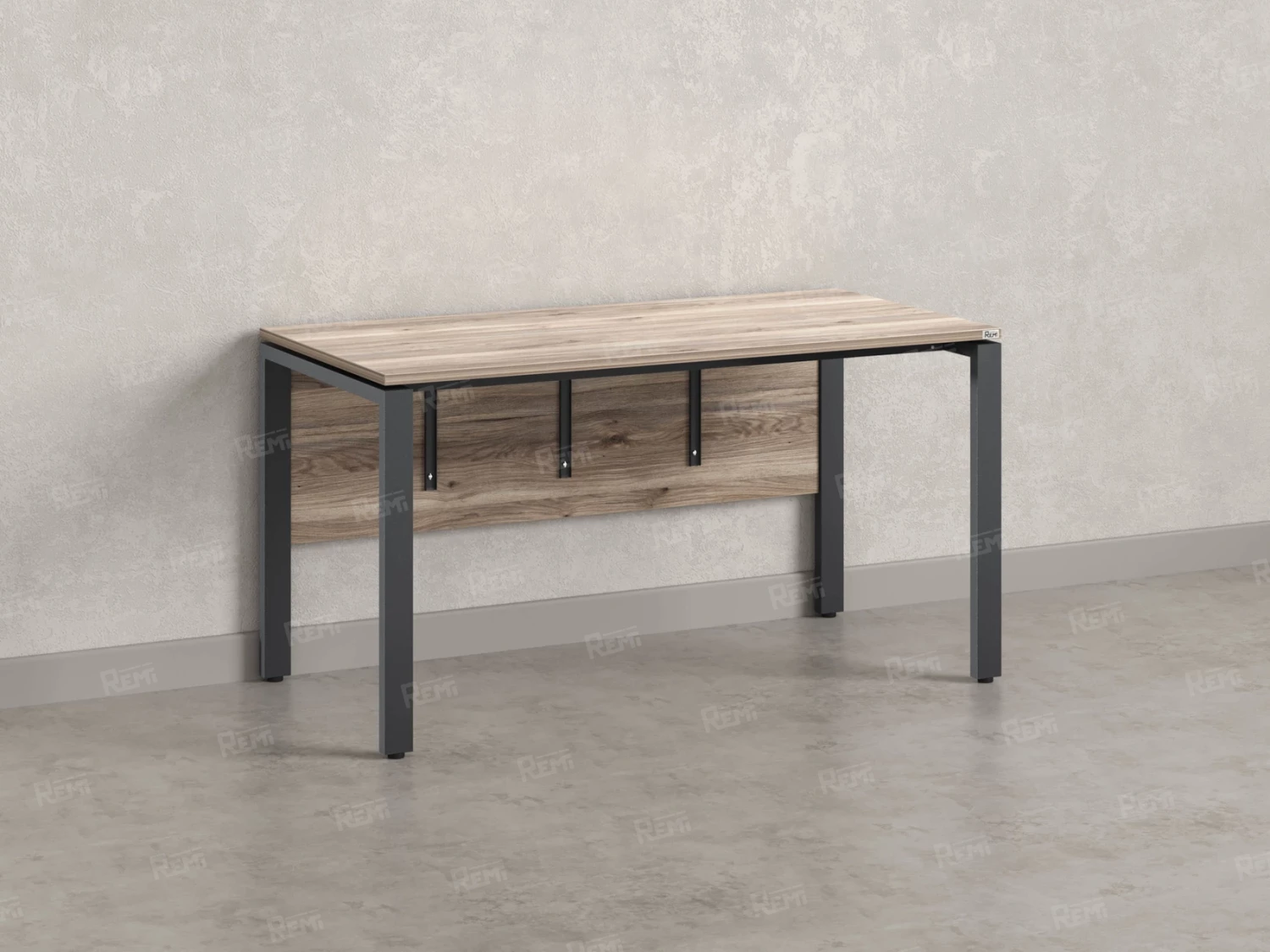Стол прямой, П-опоры, экран ЛДСП,парящая стол-ца 1200x600x750 RM007-12x6 Дуб Маувелла/Серый