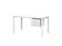 Стол прямой с подвесной тумбой 2 ящика, П-опора 2000x700x750 RM039-20x7 Белый/Белый