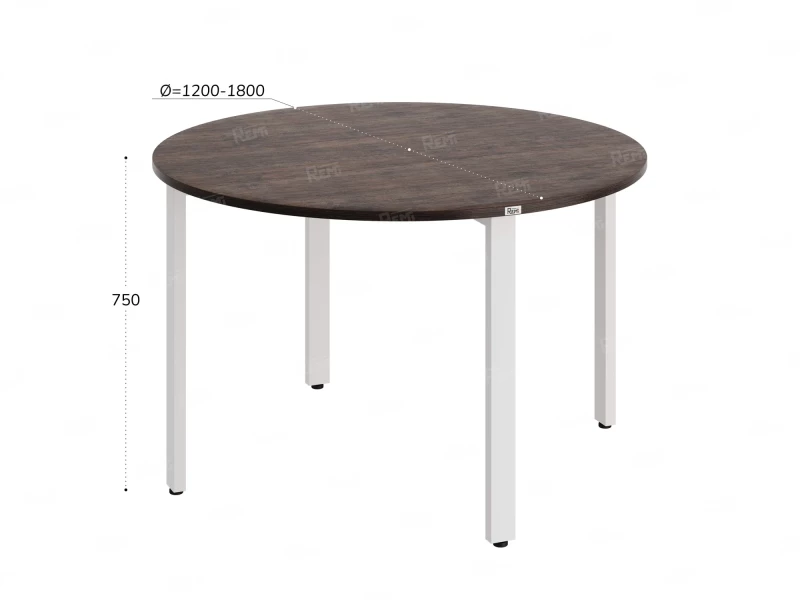 Круглый стол на П-образных опорах 1300x1300x750 RM186-13x13 Дуб Апрельский шоколад/Белый