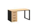 Стол прямой с тумбой на О-образных опоре, левый 1800x700x750 RM104-18x7 Вяз Швейцарский светлый/Черный
