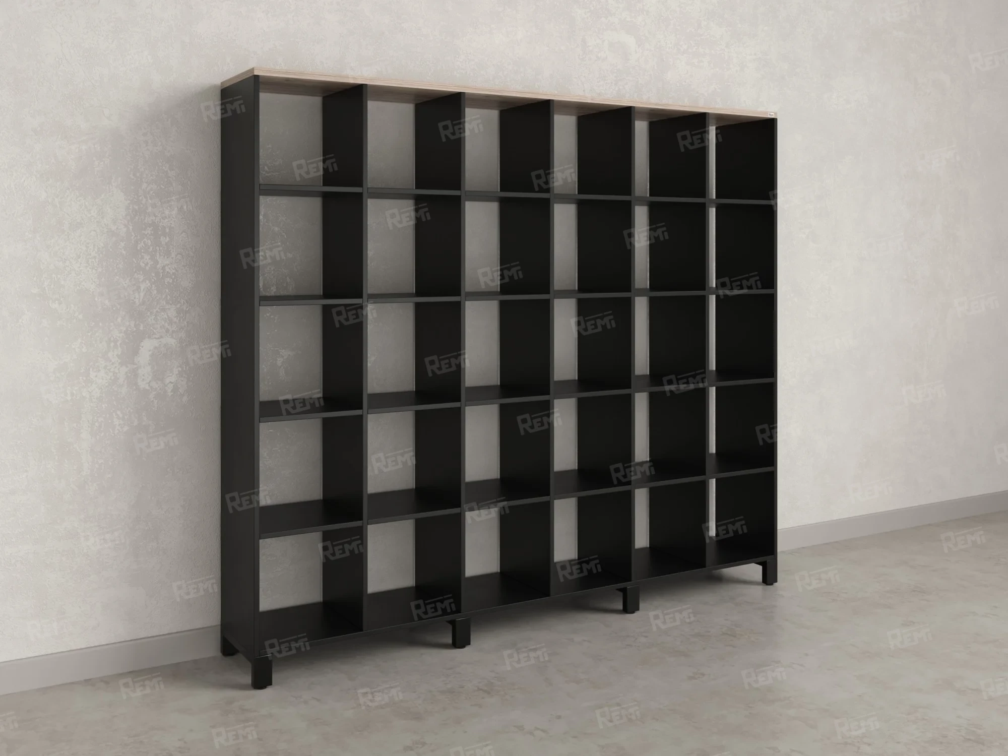 Стеллаж, 30 ячеек 2250х370х1980 RM143-225x37 Дуб Маувелла/Черный