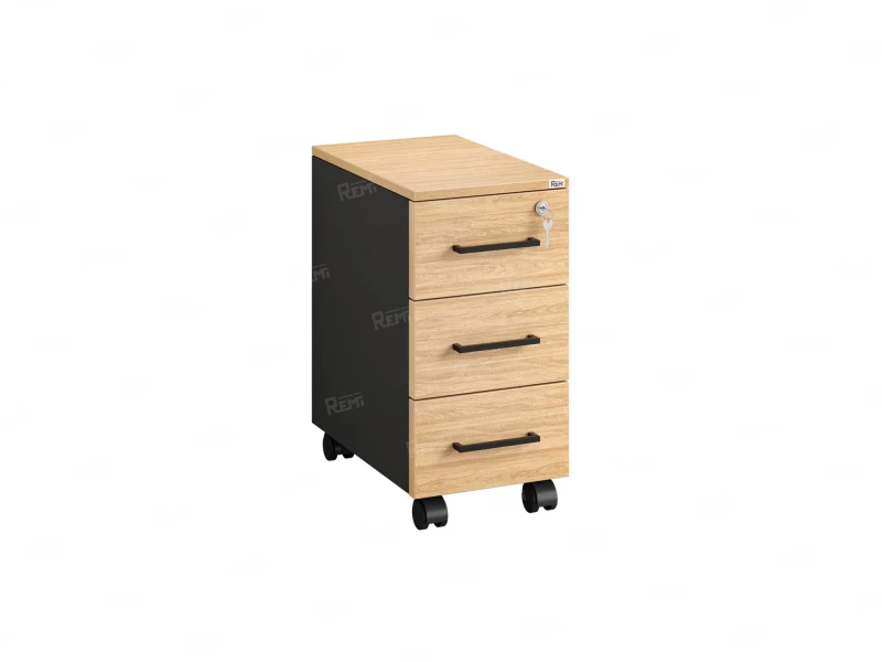 Тумба мобильная,3 ящика 300x500x600 RM123-30x50 Вяз Швейцарский светлый/Черный