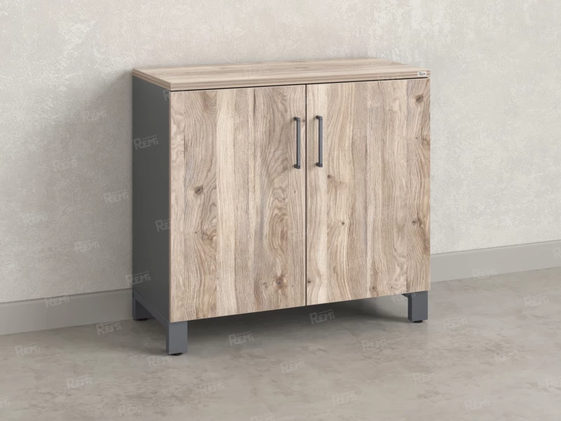 Шкаф низкий распашной, 2 уровня 900x600x850 RM147-90x60 Дуб Маувелла/Серый