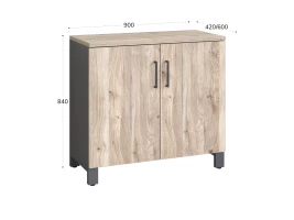 Шкаф низкий распашной, 2 уровня 900x600x850 RM147-90x60 Дуб Маувелла/Серый