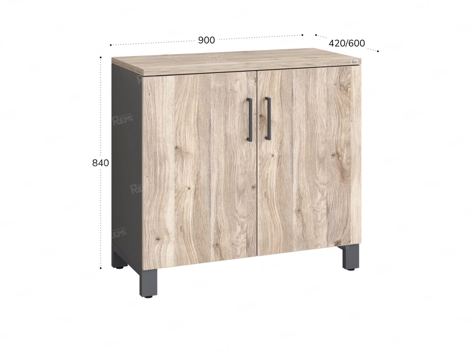 Шкаф низкий распашной, 2 уровня 900x600x850 RM147-90x60 Дуб Маувелла/Серый