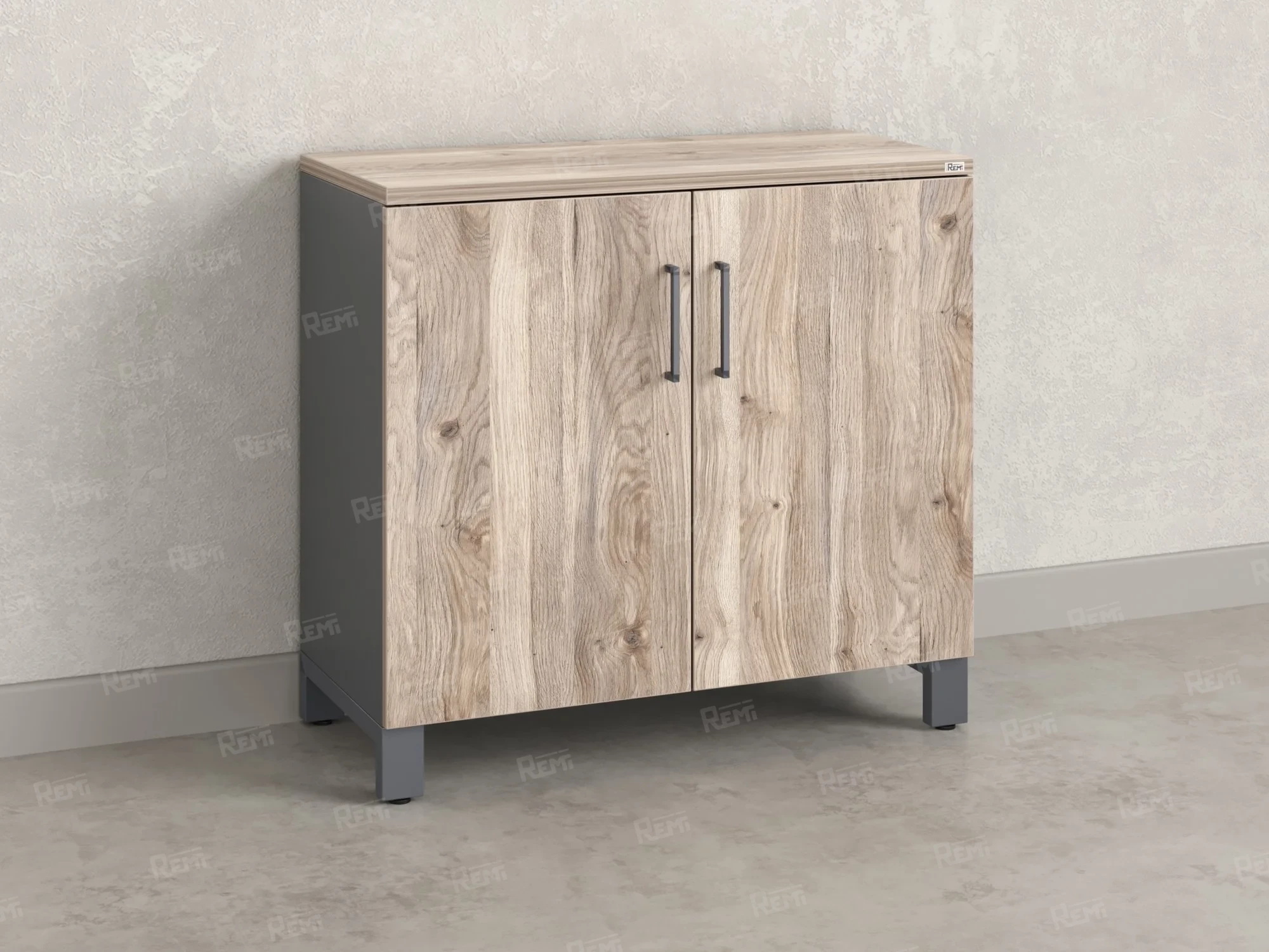 Шкаф низкий распашной, 2 уровня 900x600x850 RM147-90x60 Дуб Маувелла/Серый