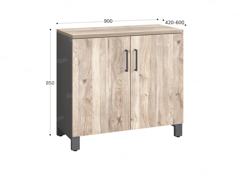 Шкаф низкий распашной, 2 уровня 900x600x850 RM147-90x60 Дуб Маувелла/Серый