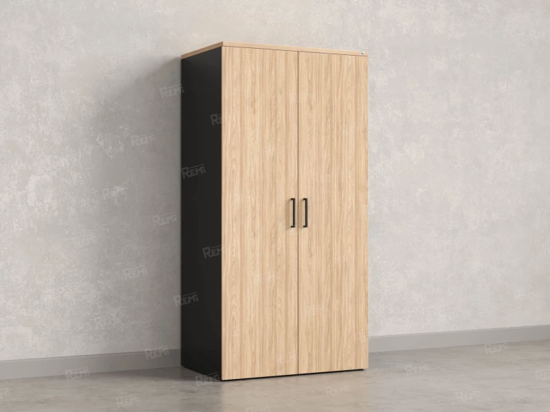 Гардероб, на регулируемых опорах, штанга, 1 полка 900x600x1800 RM159-90x60 Вяз Швейцарский светлый/Черный