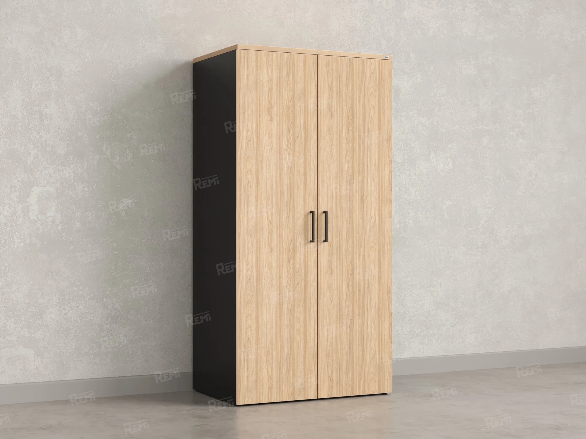 Гардероб, на регулируемых опорах, штанга, 1 полка 900x600x1800 RM159-90x60 Вяз Швейцарский светлый/Черный