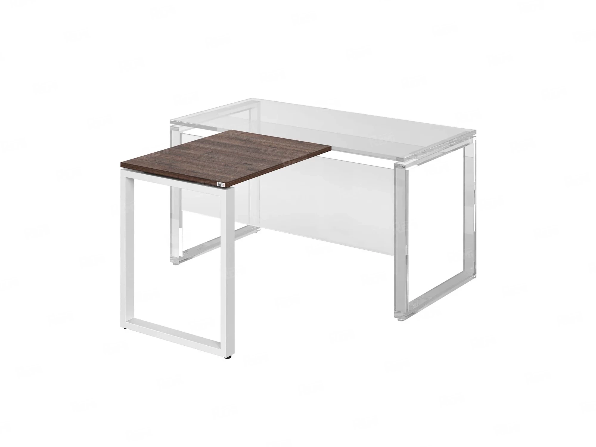 Брифинг прямой, с парящей столешнецей, на О-образном каркасе 1000x800x750 RM072-10x8 Дуб Апрельский шоколад/Белый