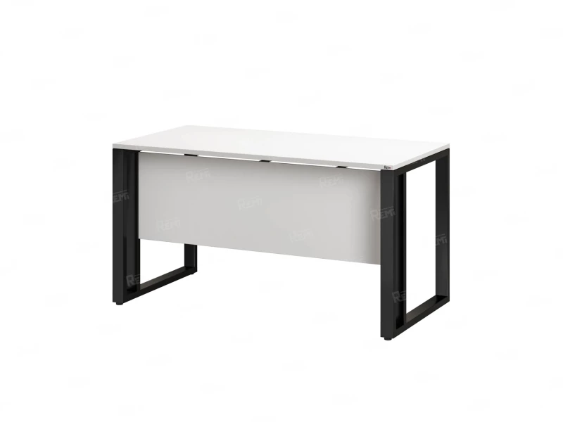 Стол прямой на О-образных опорах с экраном ЛДСП 1200x900x750 RM041-12x9 Белый/Черный