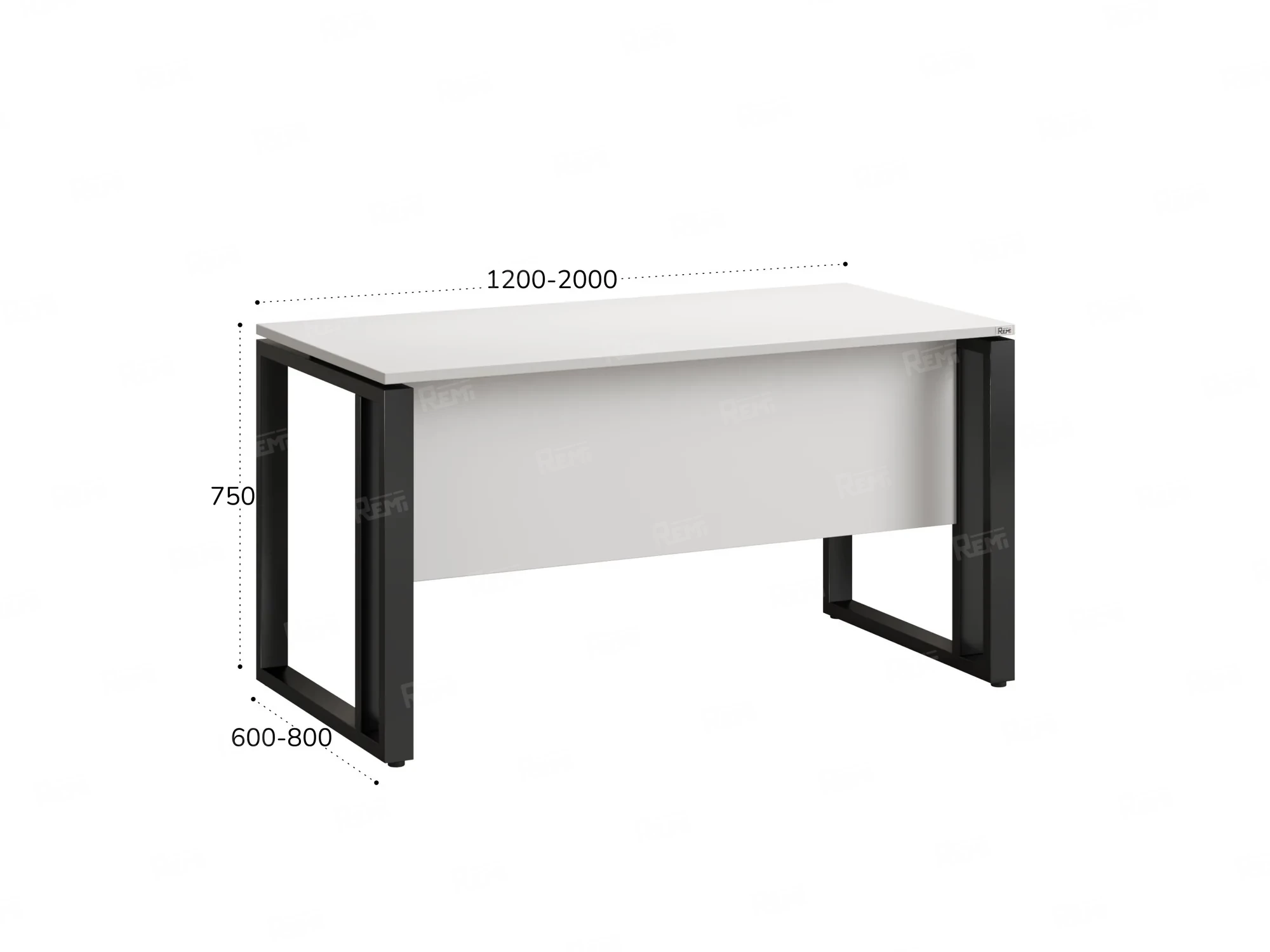 Стол прямой на О-образных опорах с экраном ЛДСП 1200x900x750 RM041-12x9 Белый/Черный