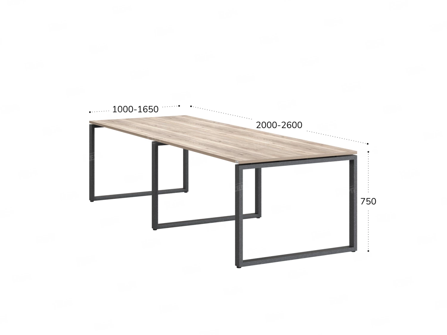 Cтол для переговоров, на О-обазном каркасе 2200x1600x750 RM081-220x160 Дуб Маувелла/Серый