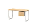 Стол прямой с подвесной тумбой 2 ящика, U-опора 1800x800x750 RM035-18x8 Вяз Швейцарский светлый/Белый