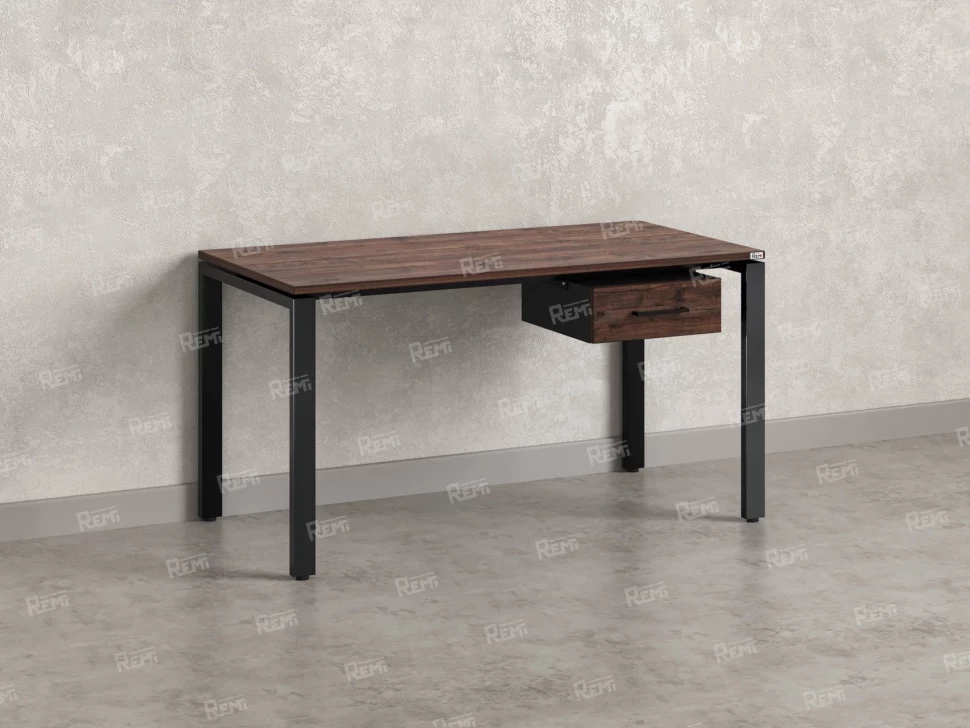 Стол прямой с подвесной тумбой, П-опора 1800x600x750 RM038-18x6 Дуб Апрельский шоколад/Черный