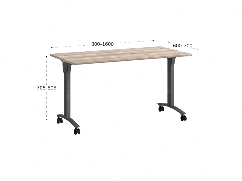 Стол складной, мобильный 800x700x750 RM011-8x7 Дуб Маувелла/Серый