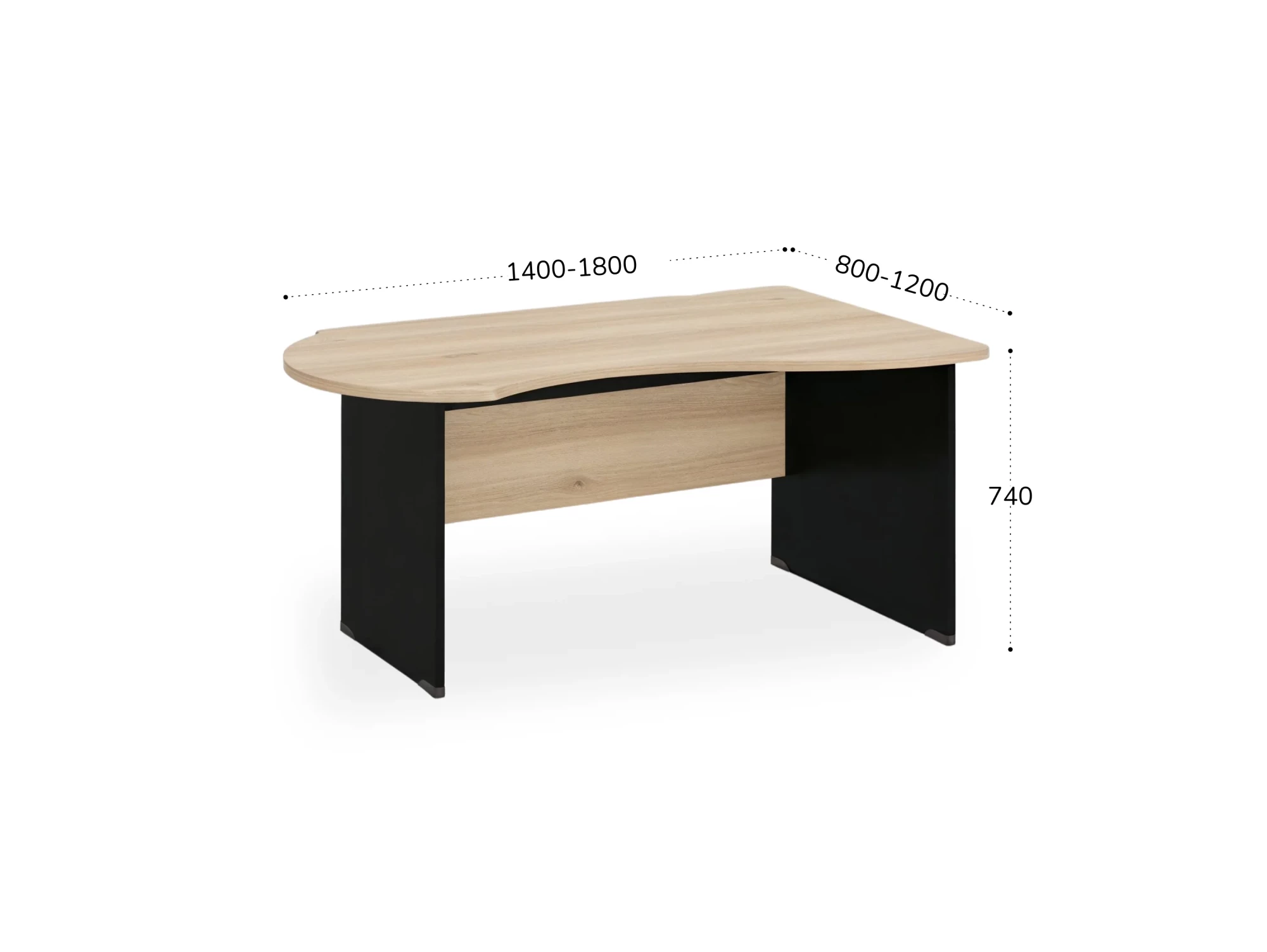 BRL RB004-140х80R Стол асимметричный правый 1400х800х740 Акация/Черный