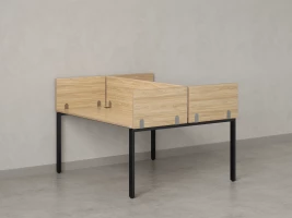 Бенч-система, 2 рабочих места, 5 ЛДСП экранов 1200x1400x750 RM165-4-12x14 Вяз Швейцарский светлый/Черный