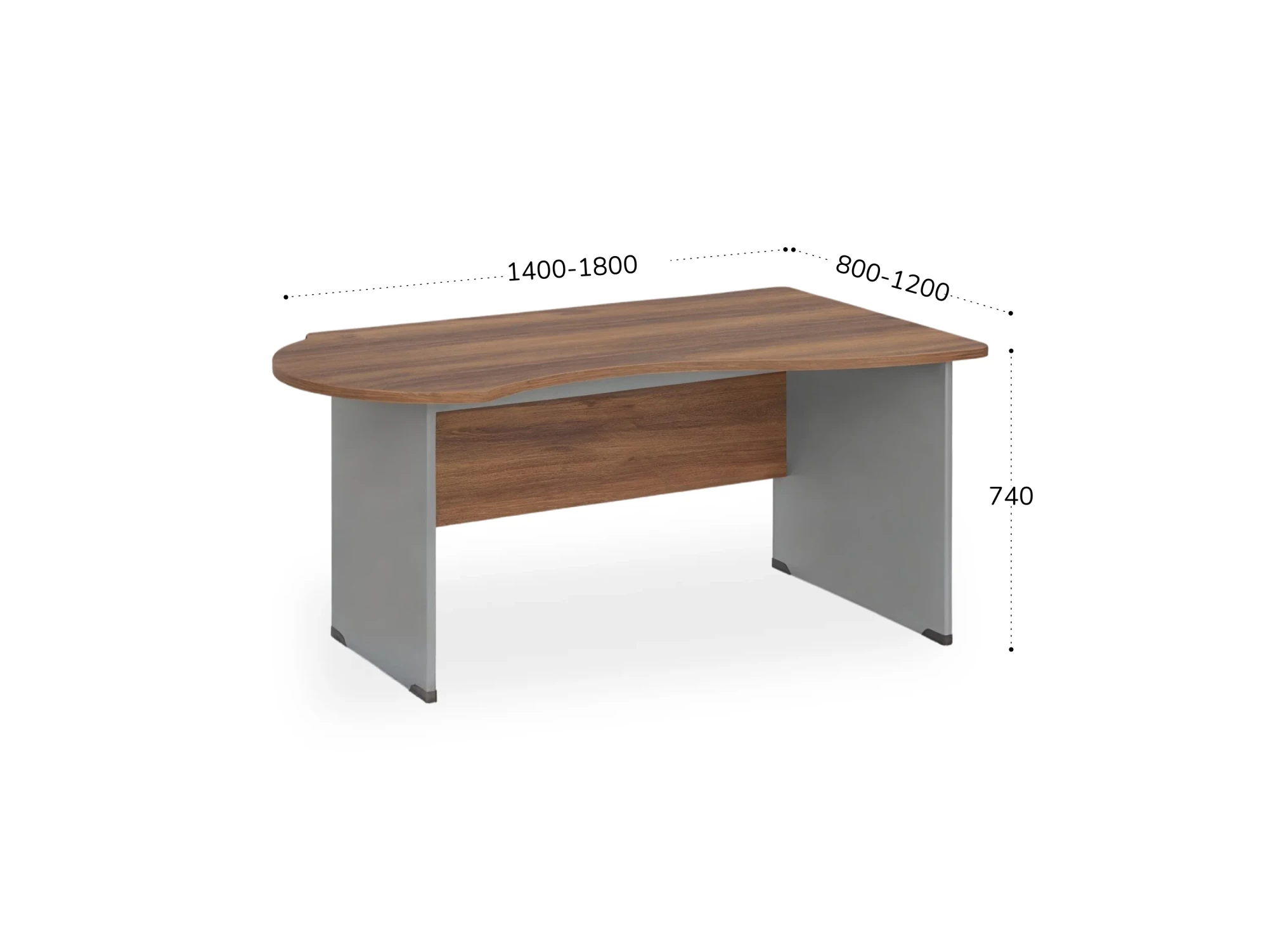 BRL RB004-180х120R Стол асимметричный правый 1800х1200х740 Орех Вармия/Серый вулкан-кий