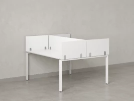 Бенч-система, 2 рабочих места, 5 ЛДСП экранов 1600x1600x750 RM165-4-16x16 Белый/Белый