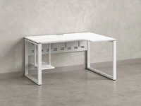 Стол угловой, экран металл, О-опора, правый 1400x700/900x750, RM057-14x7-9 Белый/Белый