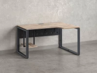 Стол угловой, экран металл, О-опора, правый 1600x900/1200x750, RM057-16x9-12 Дуб Маувелла/Серый