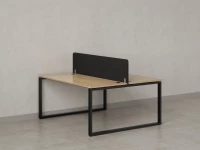 Бенч-система, 2 рабочих места, с одним тканевым экраном 1600x1200x750 RM169-1-16x12 Вяз Швейцарский светлый/Черный