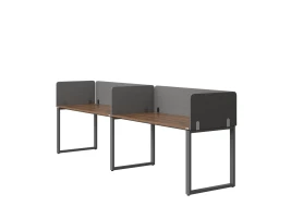 Бенч-система в 1 ряд, 2 рабочих места 5 тканевых экранов 3200x600x750 RM168-1-32x6 Дуб Юстус/Серый