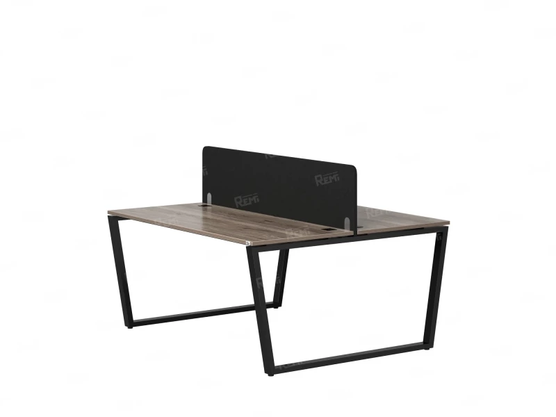 Бенч-система, 2 рабочих места, с одним тканевым экраном 1000x1600x750 RM172-1-10x16 Дуб Маувелла/Черный