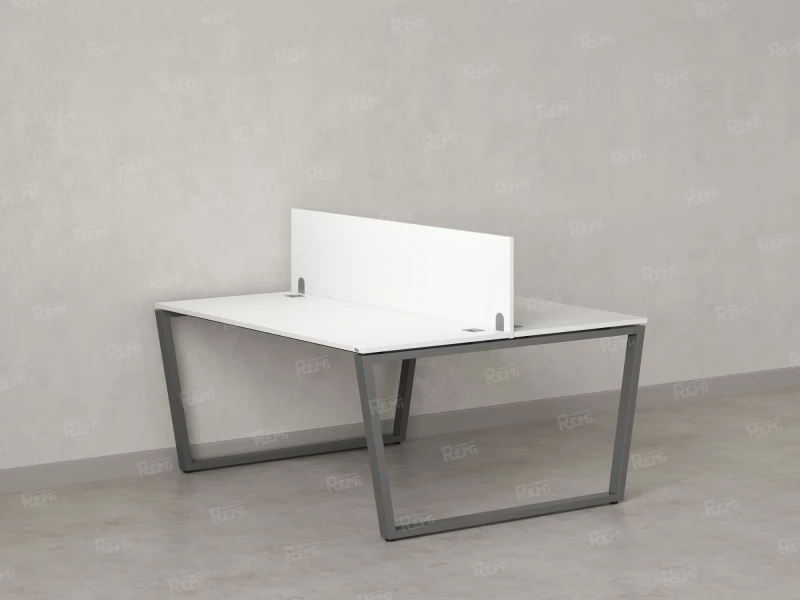 Бенч-система, 2 рабочих места, с одним экраном ЛДСП 1000x1400x750 RM172-2-10x14 Белый/Серый