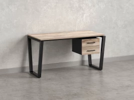 Стол прямой с подвесной тумбой 2 ящика, U-опора 1600x800x750 RM035-16x8 Дуб Маувелла/Черный