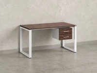 Стол прямой с подвесной тумбой 2 ящика, О-опора 2000x600x750 RM037-20x6 Дуб Апрельский шоколад/Белый