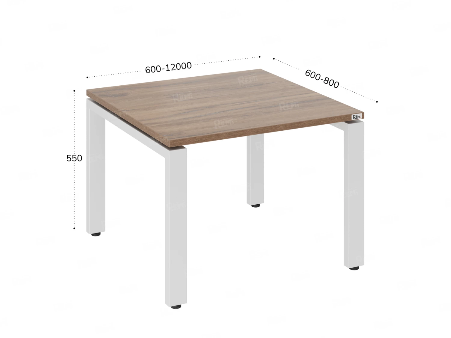 Журнальный стол с полкой 800x800x550 RM183-8x8 Дуб Юстус/Белый