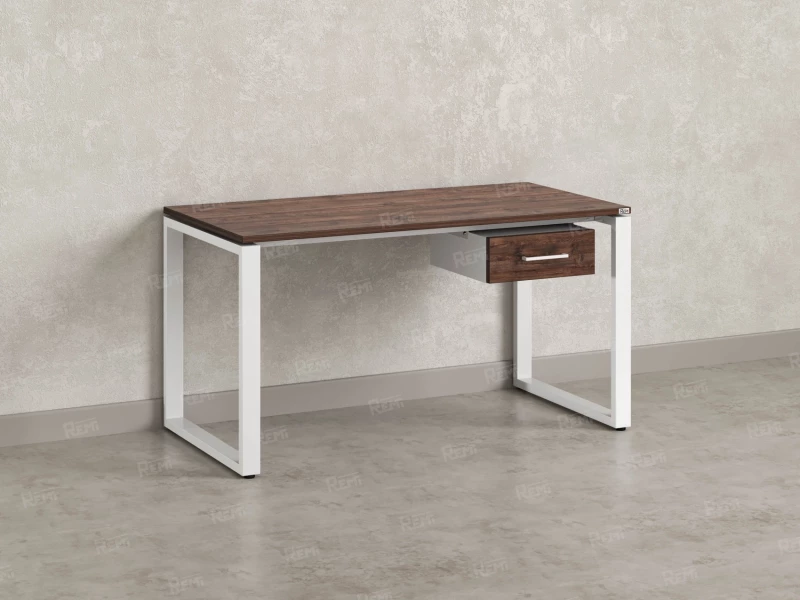 Стол прямой с подвесной тумбой, О-опора 2000x800x750 RM036-20x8 Дуб Апрельский шоколад/Белый