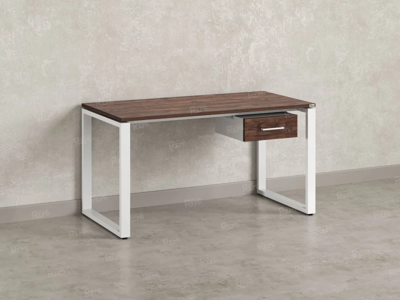 Стол прямой с подвесной тумбой, О-опора 2000x800x750 RM036-20x8 Дуб Апрельский шоколад/Белый