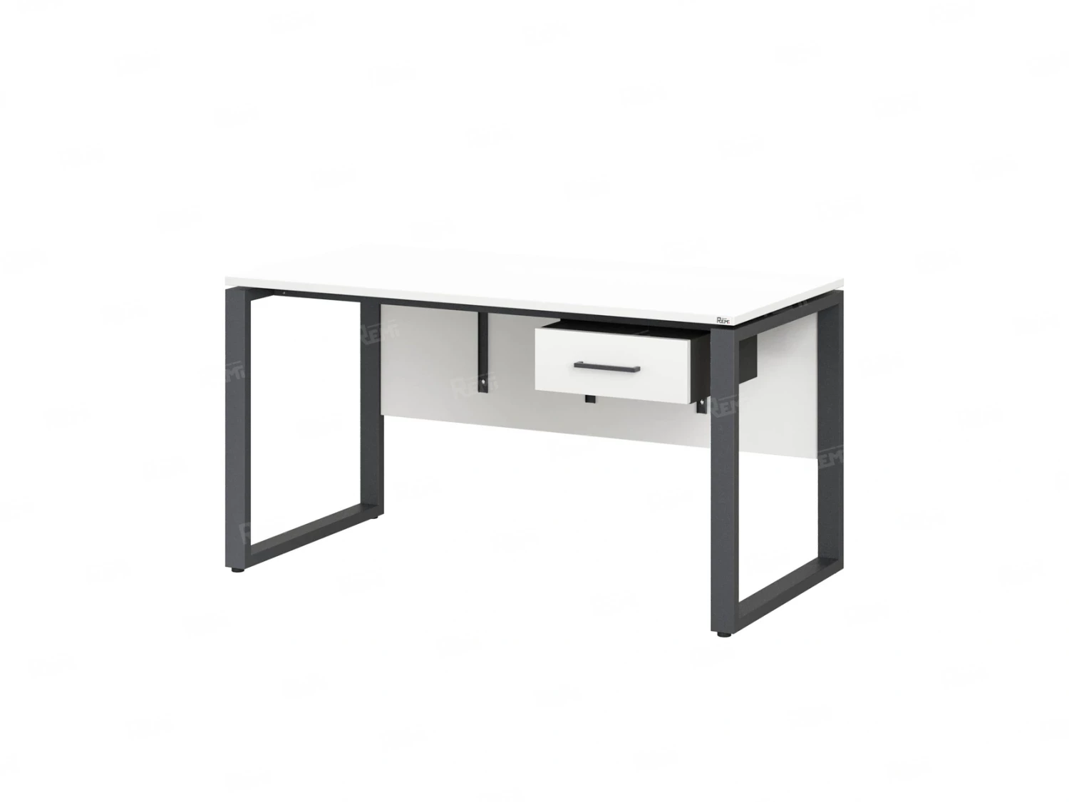 Стол прямой, подвесная тумба, ЛДСП экран, О-опора 1600x600x750 RM032-16x6 Белый/Серый