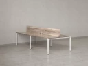 Бенч-система, 4 рабочих места, на П-образных опорах, 2 ЛДСП экранов 3200x1600x750 RM166-4-16x16 Дуб Маувелла/Белый