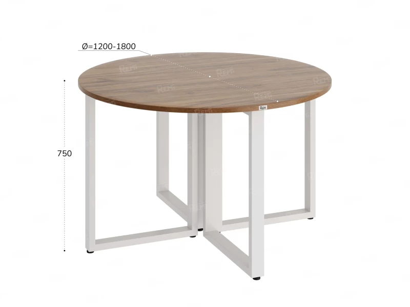 Круглый стол на О-образных опорах 1400x1400x750 RM187-14x14 Дуб Юстус/Белый