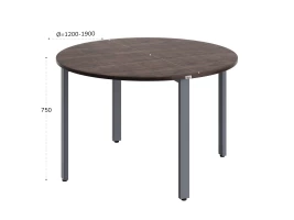 Круглый стол на П-образных опорах 1300x1300x750 RM186-13x13 Дуб Апрельский шоколад/Серый