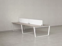 Бенч-система, 4 рабочих места, на U-образных опорах, 2 тканевых экранов 2800x1200x750 RM173-3-14x12 Дуб Маувелла/Белый