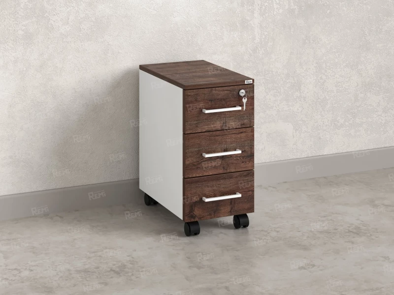 Тумба мобильная,3 ящика 300x500x600 RM123-30x50 Дуб Апрельский шоколад/Белый