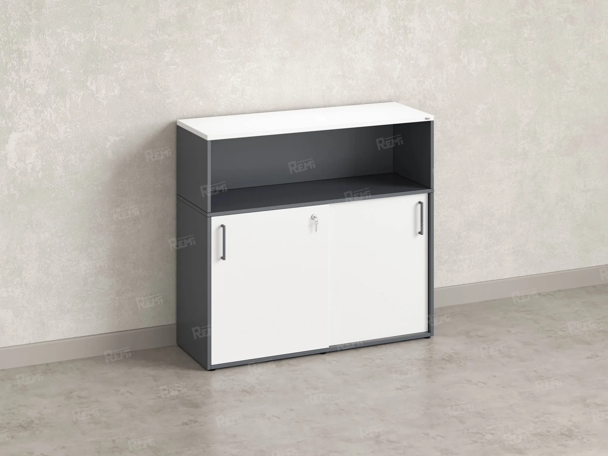 Шкаф-купе низкий, 2 полки с надстройкой, на регулируемых опорах 1200x420x1100 RM127-120x42 Белый/Серый