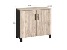Шкаф низкий распашной, 2 уровня 900x600x850 RM147-90x60 Дуб Маувелла/Черный