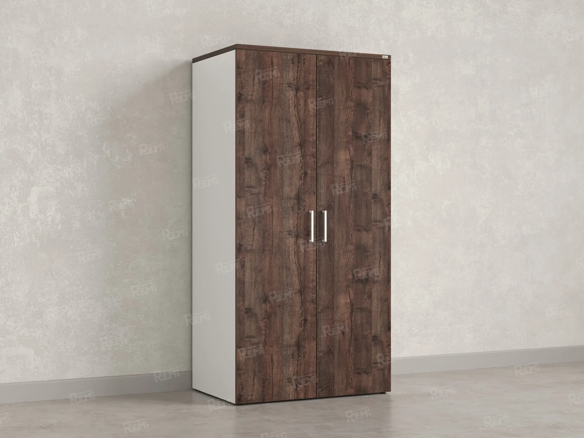 Гардероб, на регулируемых опорах, штанга, 1 полка 900x600x1800 RM159-90x60 Дуб Апрельский шоколад/Белый