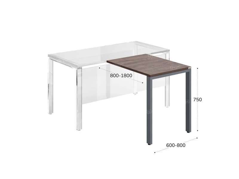 Брифинг прямой, с парящей столешнецей, на О-образном каркасе 1000x800x750 RM072-10x8 Дуб Апрельский шоколад/Серый