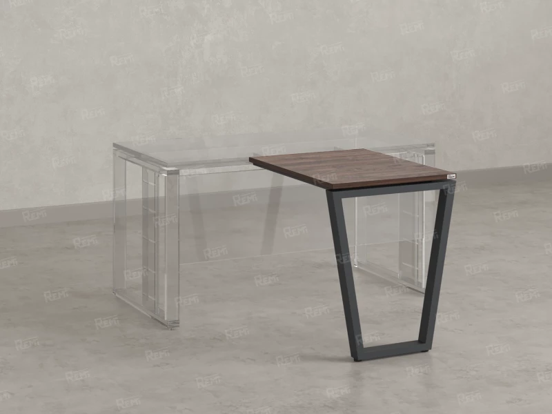 Брифинг прямой, с парящей столешнецей, на U-образном каркасе 1700x800x750 RM074-17x8 Дуб Апрельский шоколад/Серый